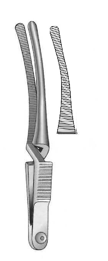 Bulldog clamp Johns Hopkins Premium, curved - length = 6.5 cm / 2-1 / 2 "