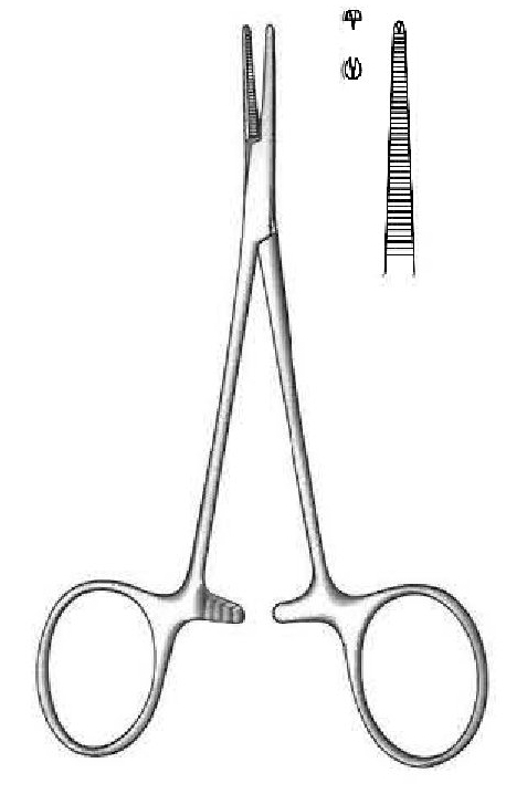 Pinza para arteria Micro-Mosquito premium, recta, dientes de 1:2 - longitud = 12 cm / 4-3/4"