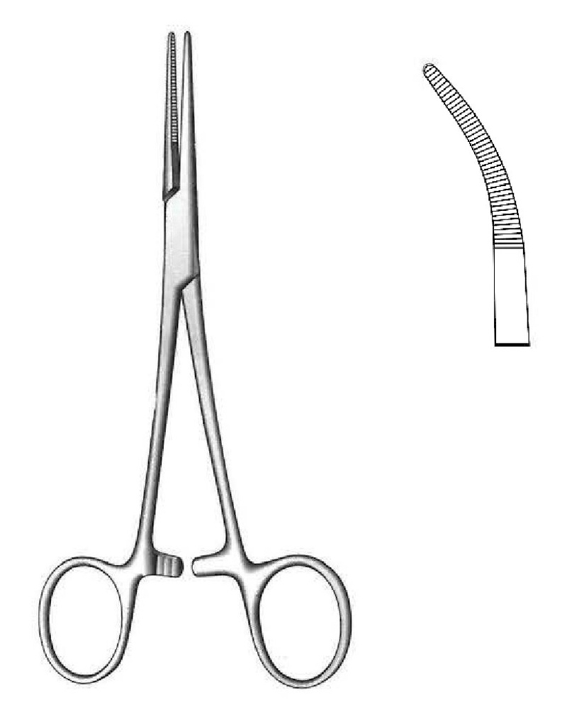 Pinza para arteria Kelly-Rankin premium, curva - longitud = 16 cm / 6-1/4"