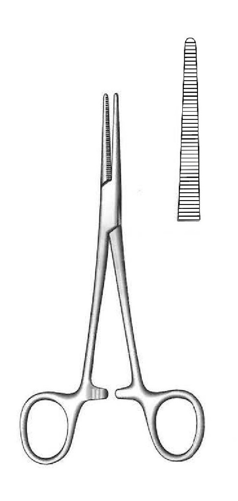 Pinza Hemostática Crile con Mandíbulas Dentadas y Punta Recta - Longitud 14 cm