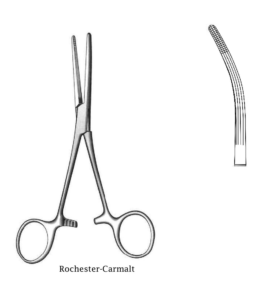Pinza para arteria Rochester-Carmalt premium, curva - longitud = 16 cm / 6-1/4&quot;