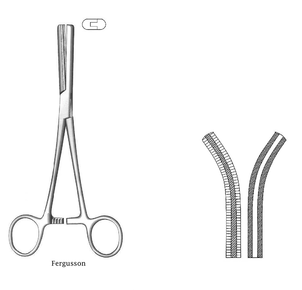 Fergusson Premium angiotriba clamp, curve - length = 20 cm / 8 "