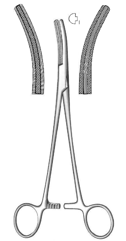 Pinza de angiotribe Buie premium, curva - longitud = 21 cm / 8-1/4"