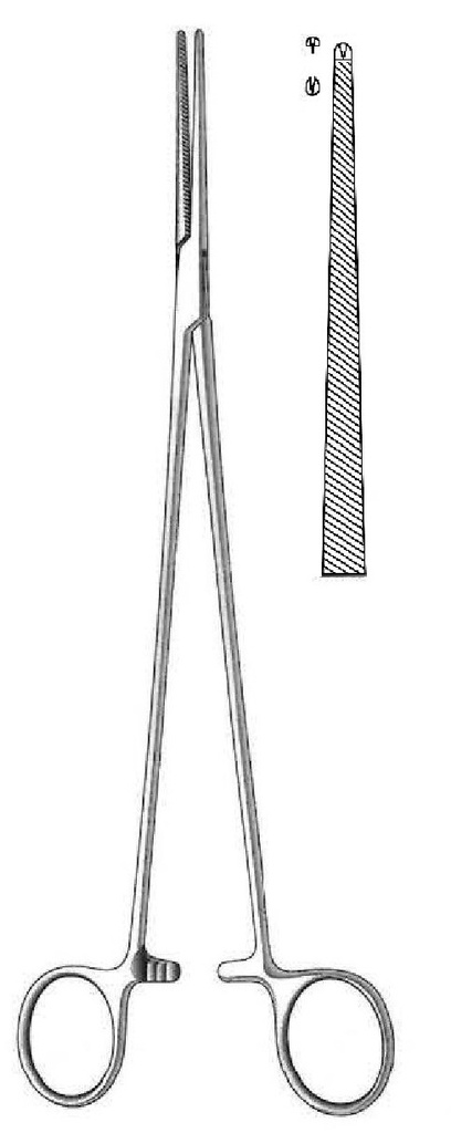 Pinza arteria Bengolea premium, recta, dientes = 1:2 - longitud = 26 cm / 10-1/4"