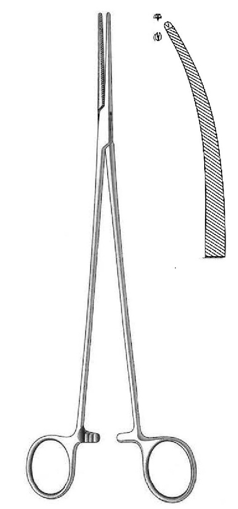 Pinza arteria Bengolea premium, curva, dientes = 1:2 - longitud = 20 cm / 8"