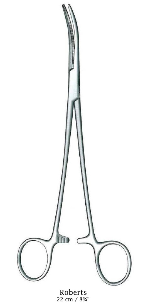 Pinza para arteria Roberts premium, curva - longitud = 22 cm / 8-3/4"