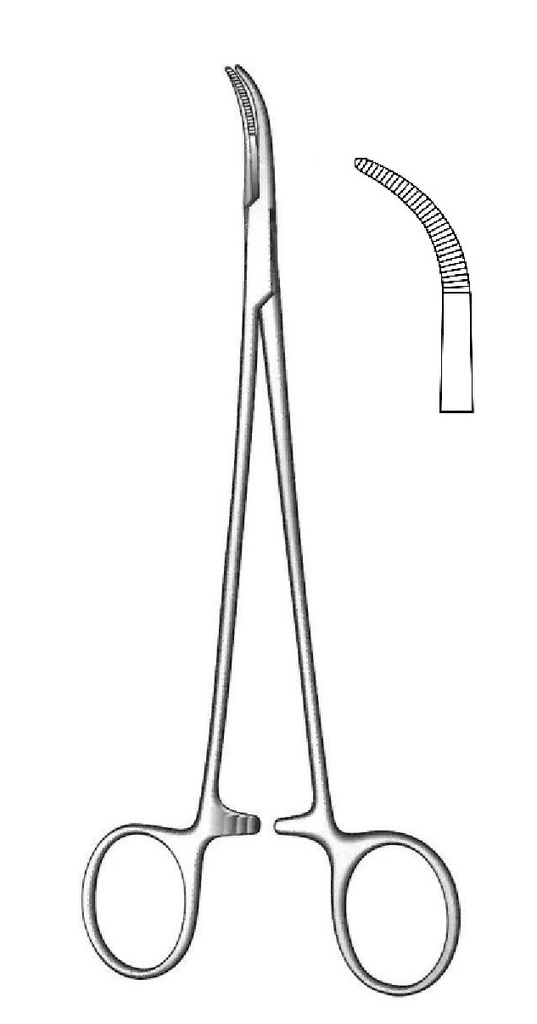 Pinza Hemostática Mixter-Baby con Punta Curvada y Mandíbulas Dentadas - Longitud de 18 cm