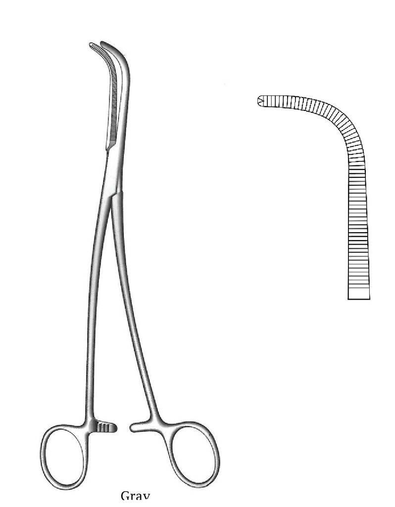 Gray Premium biliary calculation clamp, 1x2 teeth - length = 23 cm / 9 "