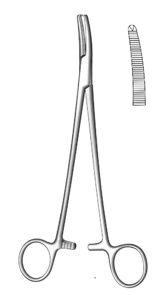 Pinza para histerectomía Faure premium, ligeramente curvada