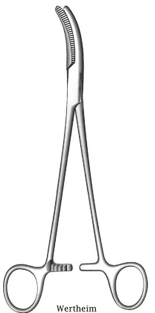 Wertheim Premium vaginal clamp - length = 25 cm / 10 "