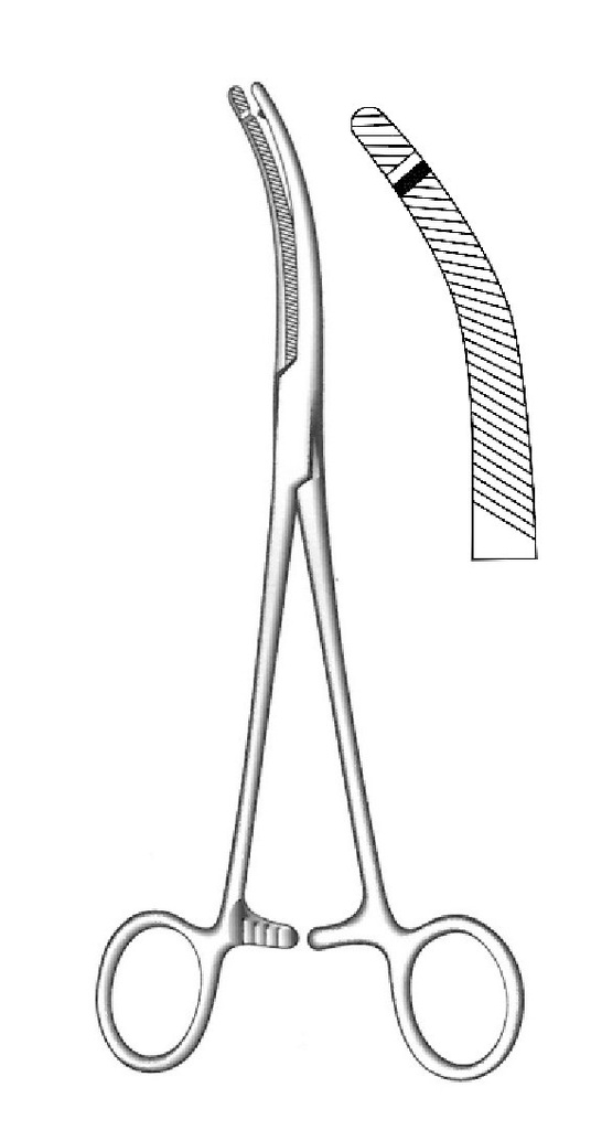 Pinza para histerectomía Heaney premium, un solo diente - longitud = 19 cm / 7-1/2"