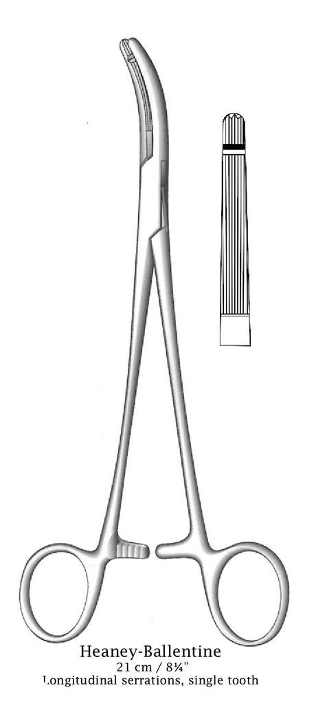 Pinza para histerectomía Heaney-Ballentine premium, recta - longitud = 21 cm / 8-1/2"