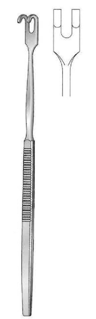 Gancho retractor premium, desafilado, 2 dientes - longitud = 16 cm / 6-1/4"