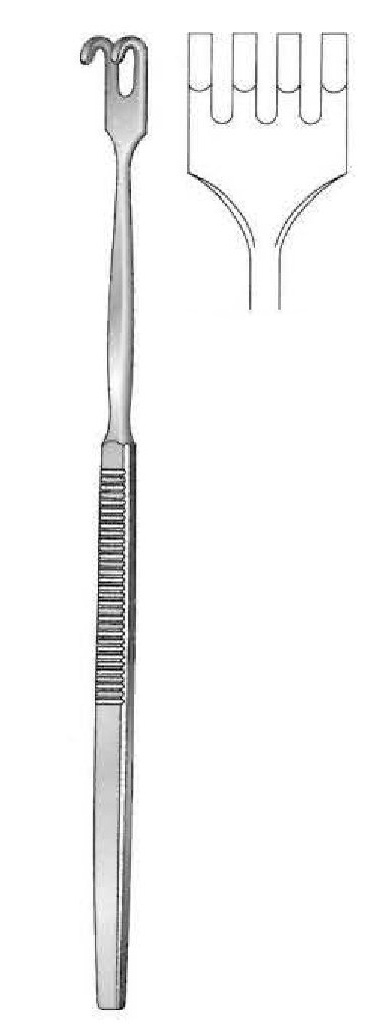 Gancho retractor premium, desafilado, 4 dientes