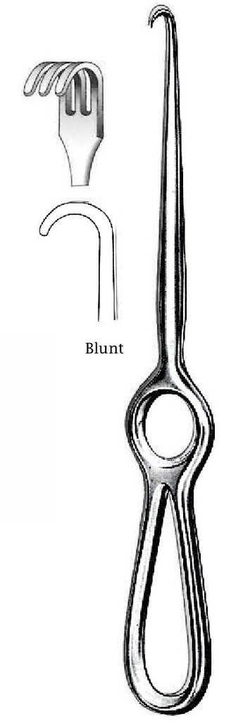 Retractor de Volkmann premium, 3 puntas, desafilada - longitud = 21.5 cm / 8 -1/2"
