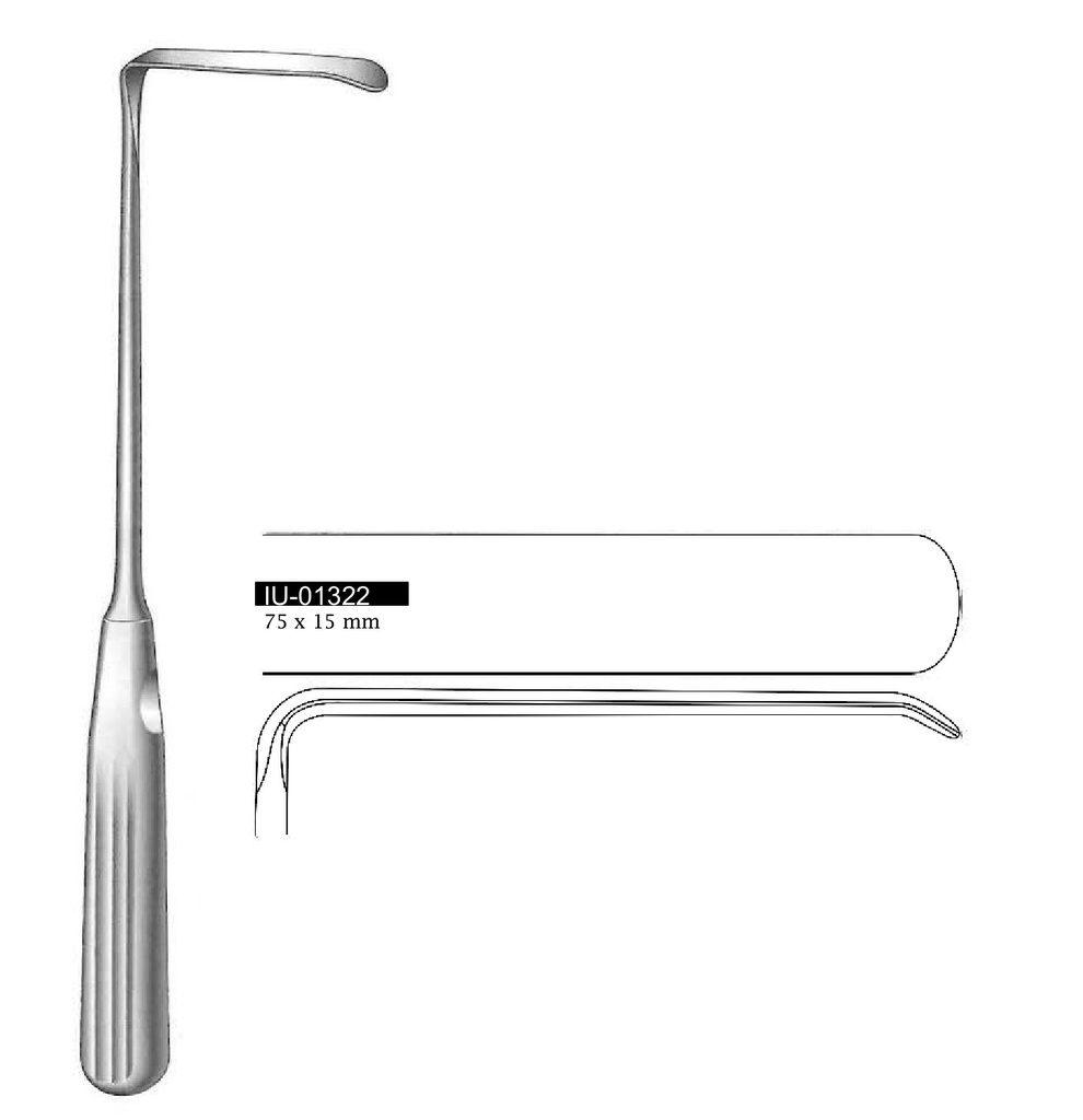 Retractor de Sauerbruch premium, valva = 75 x 15 mm