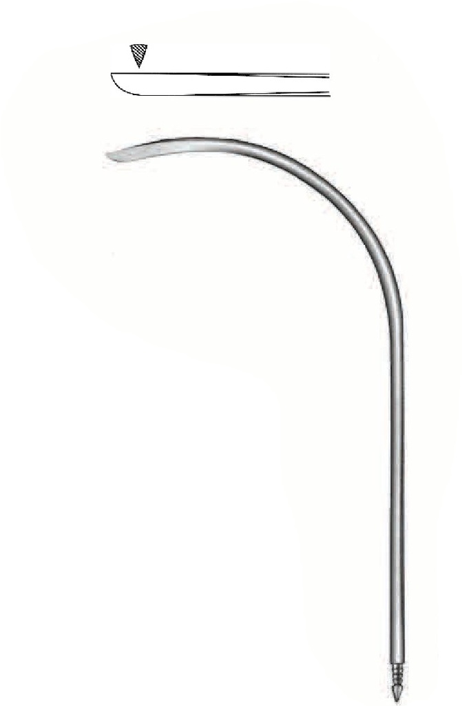 Aguja de guía Redon premium, punta de cuchillo, completamente curvada, 16 charr
