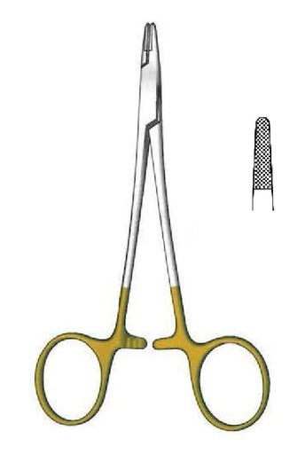 [IU-08621P] Porta agujas Webster premium, dentado, TC Gold