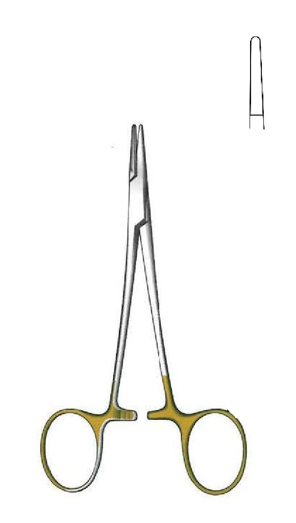 Halsey premium needle holder, smooth, TC Gold - length = 13 cm / 5"