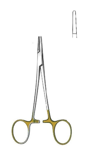 [IU-08625P] Porta agujas Halsey premium, liso, TC Gold - longitud = 13 cm / 5"
