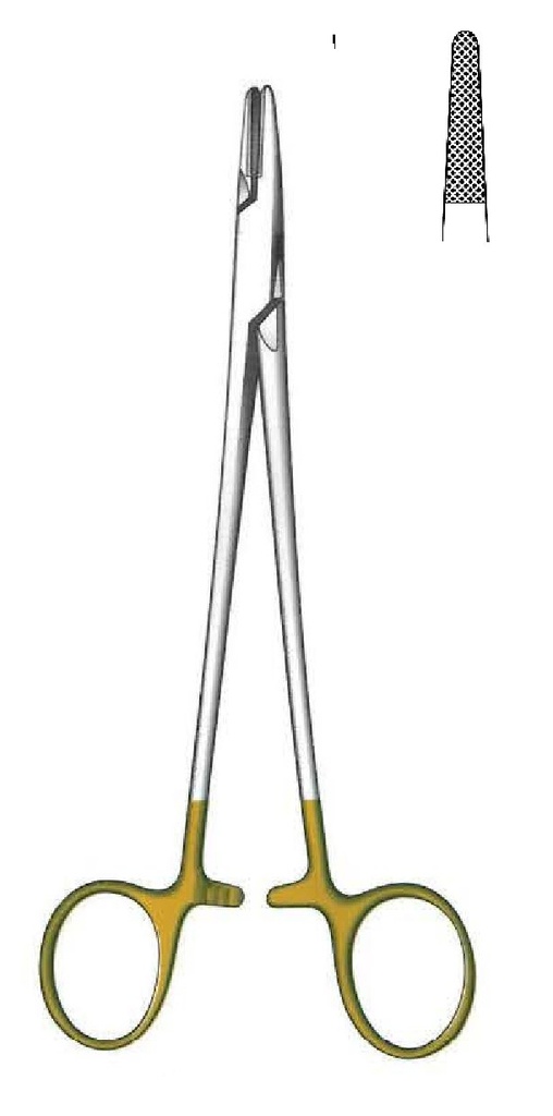 Porta agujas Mayo-Hegar premium, TC Gold - longitud = 14 cm / 5-1/2"