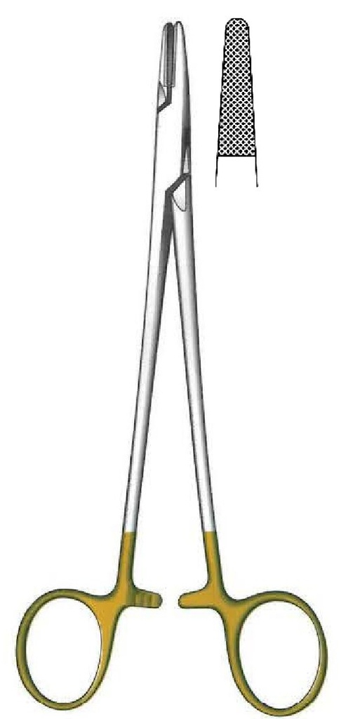 Porta agujas Mayo-Hegar premium, TC Gold - longitud = 18 cm / 7"