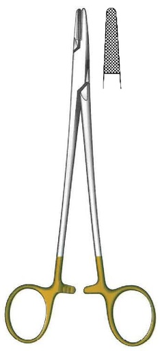 [IU-08637P] Porta agujas Mayo-Hegar premium, TC Gold - longitud = 20 cm / 8"