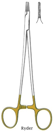 [IU-08649P] Porta agujas Ryder premium, recta, TC Gold - longitud = 18 cm / 7"