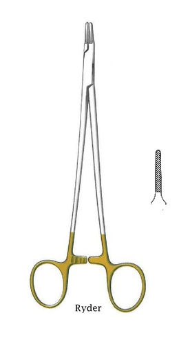 [IU-08650P] Porta agujas Ryder premium, recta, TC Gold - longitud = 20 cm / 8"