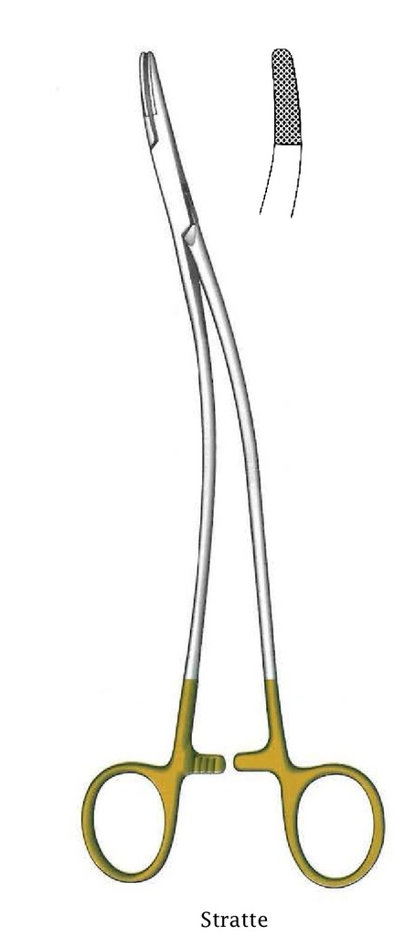 Porta agujas Bozemann premium, dentado = 0.5 mm, TC Gold - longitud = 20 cm / 8"