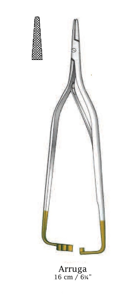 Porta agujas Arruga premium - longitud = 16 cm / 6-1/4", recta, TC Gold