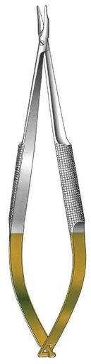 [IU-08784P] Porta agujas Barraquer premium, TC Gold - longitud = 13 cm / 5-1/4"
