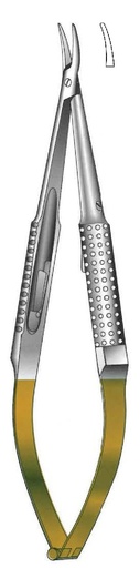 [IU-08764P] Porta agujas Barraquer premium con bloqueo, TC Gold - longitud = 13 cm / 5-1/4"
