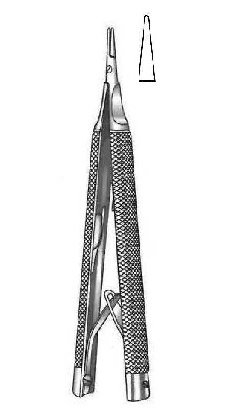 Porta agujas Castroviejo premium, recta - longitud = 12 cm / 4-3/4"