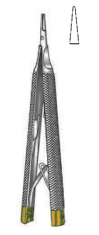 Porta agujas Castroviejo premium sin bloqueo, recta, TC Gold - longitud = 12 cm / 4-3/4"
