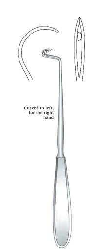[IU-03336P] Aguja para ligadura Deschamps premium, afilada, curvada a la izquierda - longitud = 21 cm / 8-1/4"