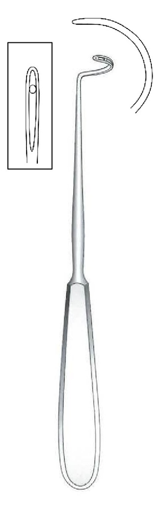 Aguja para ligadura Deschamps premium, desafilada, curvada a la derecha - longitud = 20 cm / 8"