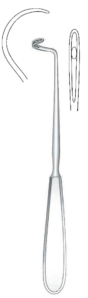 Aguja para ligadura Deschamps premium, desafilada, curvada a la izquierda - longitud = 21 cm / 8-1/4"