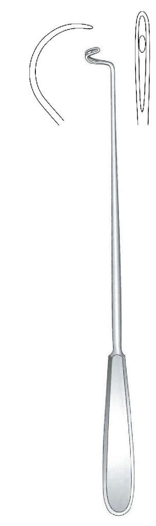 Aguja para ligadura Deschamps premium, desafilada, curvada a la izquierda - longitud = 27 cm / 10-1/2"