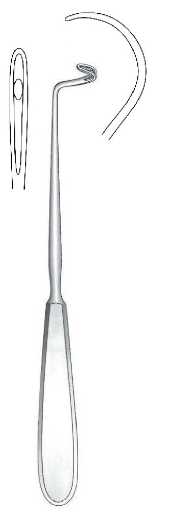 Aguja para ligadura Deschamps premium, desafilada, curvada a la derecha - longitud = 21 cm / 8-1/4"