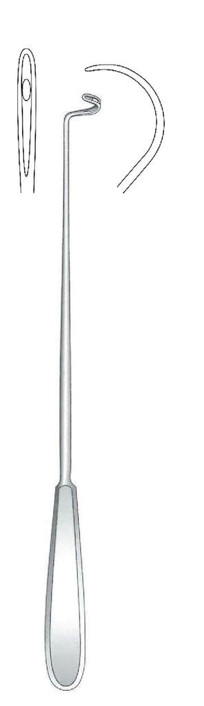 Aguja para ligadura Deschamps premium, desafilada, curvada a la derecha - longitud = 27 cm / 10-1/2"