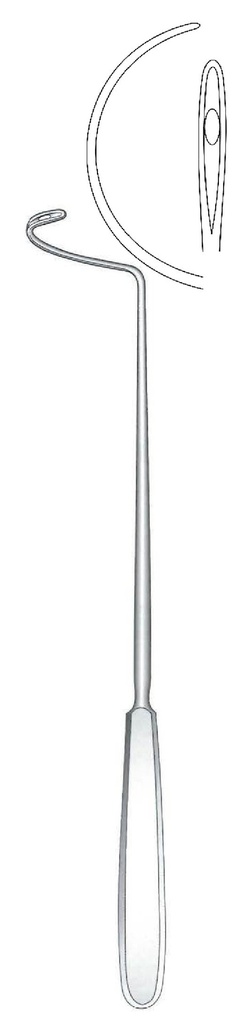 Aguja para ligadura Deschamps premium, desafilada, curvada a la izquierda - longitud = 28 cm / 11&quot;