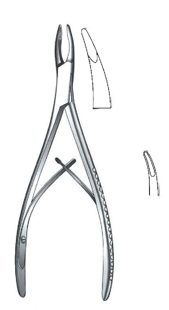 Pinza gubia para hueso Mini-Friedman premium, curva, punta = 2 x 6 mm