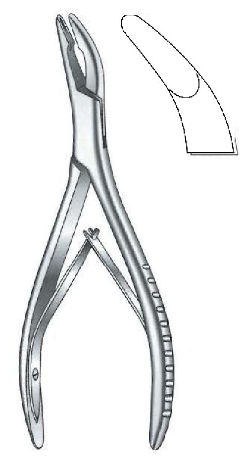 Pinza gubia para hueso Luer premium, curva fuerte