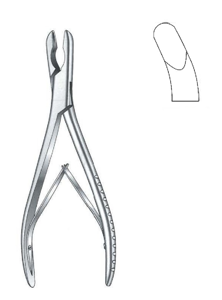 Pinza gubia para hueso Luer premium, curva