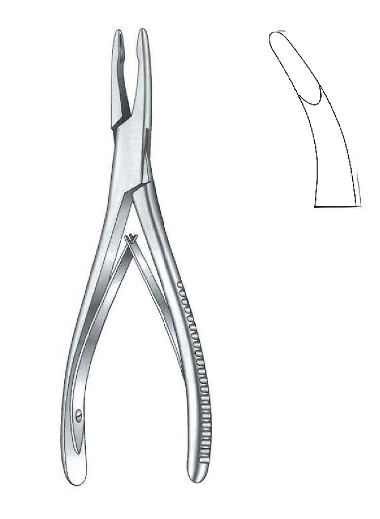 Pinza gubia para hueso Jansen premium, curva