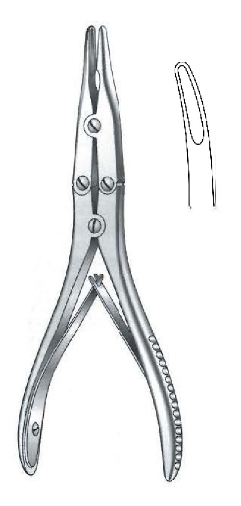 Pinza para sinovectomía Kleinert-Kutz premium, curva ligera, punta de 2 x 13 mm
