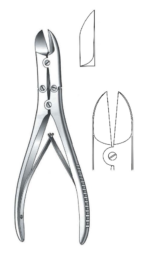 Cutting clamp for ruskin-liston premium bones, straight-length = 18.5 cm / 7-1 / 4 "