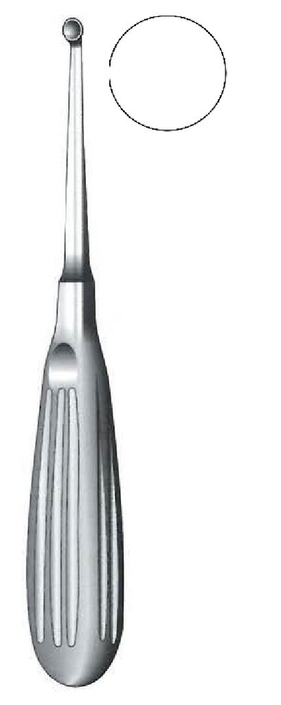 Cureta para hueso Bruns premium, figura 6 - longitud = 17 cm / 6-3/4"