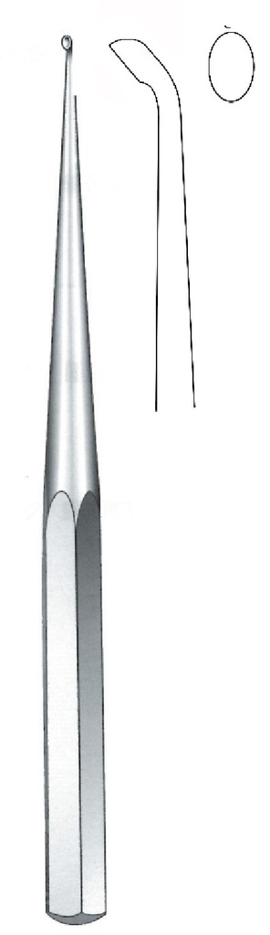 Cureta para hueso Brun premium, ángulo de 45°, figura 1 - longitud = 23 cm / 9"